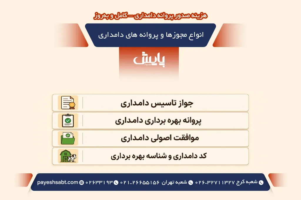 انواع مجوزها و پروانه های دامداری
