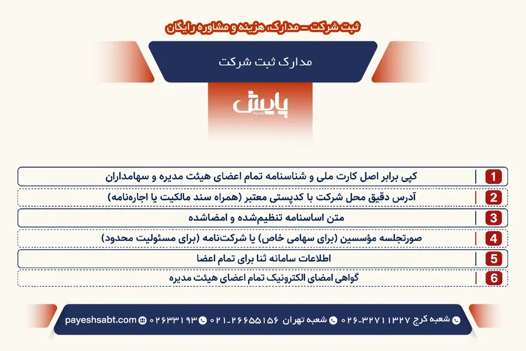 مدارک ثبت شرکت